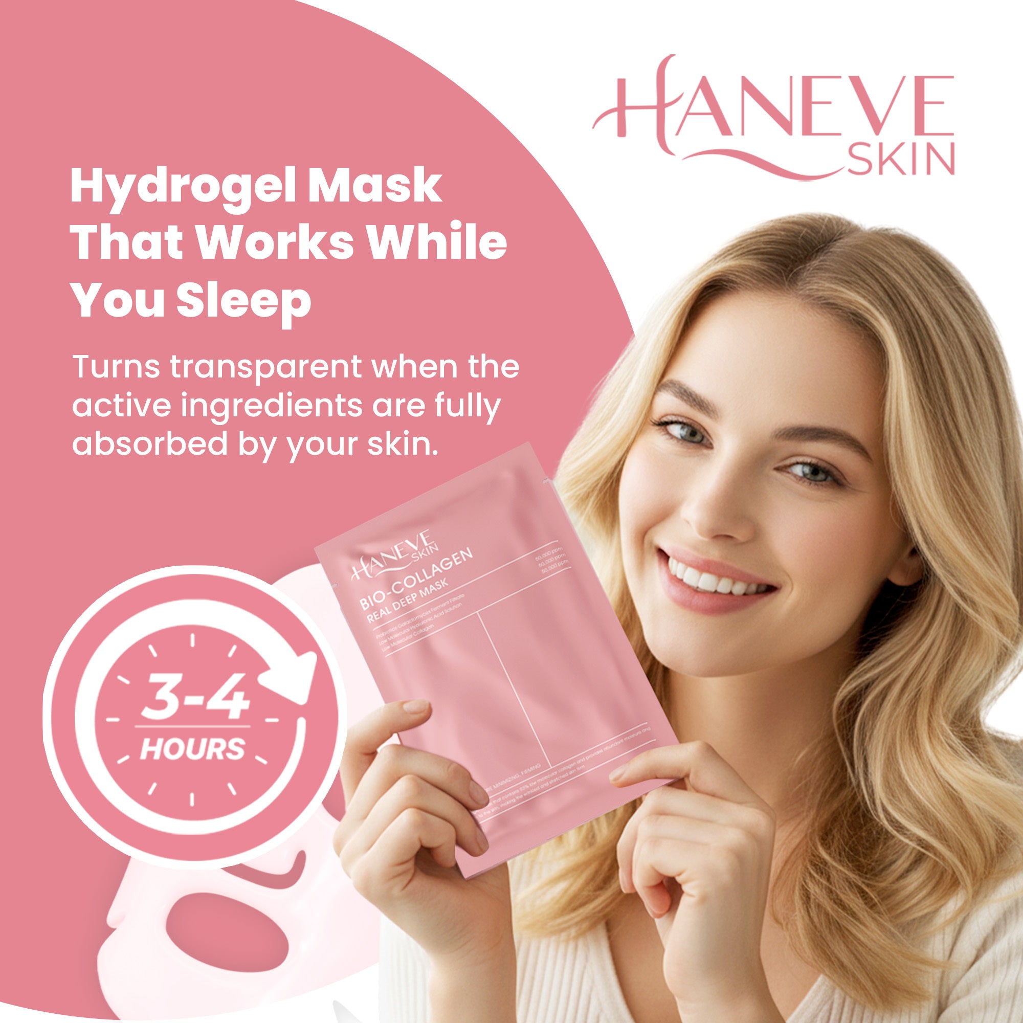 Bio-Collagen Real Deep Mask – Low Molecular Collagen, Hyaluronic Acid & Galactomyces Probiotics – Hydrating, Pore-Minimizing & Firming Facial Sheet Mask – 5 Pack